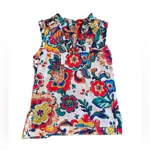 Tory Burch Floral Ruffle‎ Neck
Sleeveless Lightweight Top Size 6